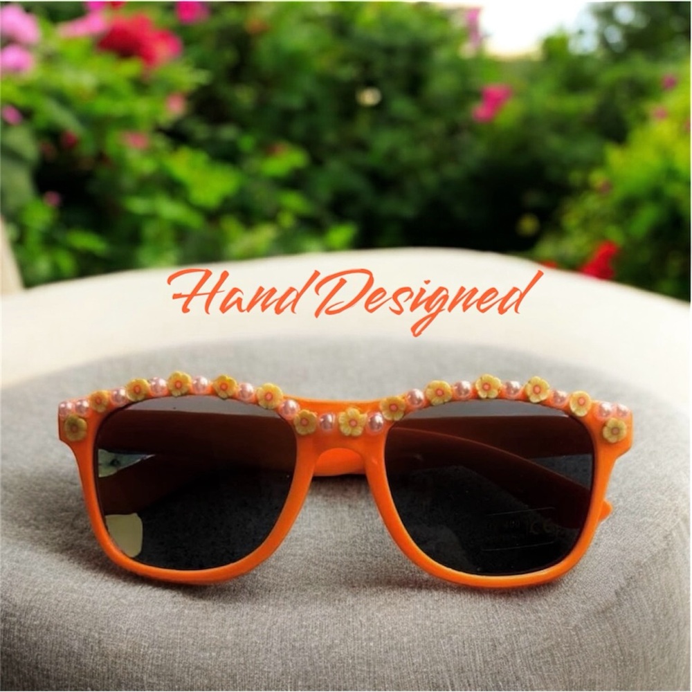 Sunglasses Designed Orange Flower - image 1